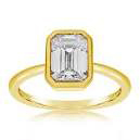 Emerald cut diamond set into a bezel