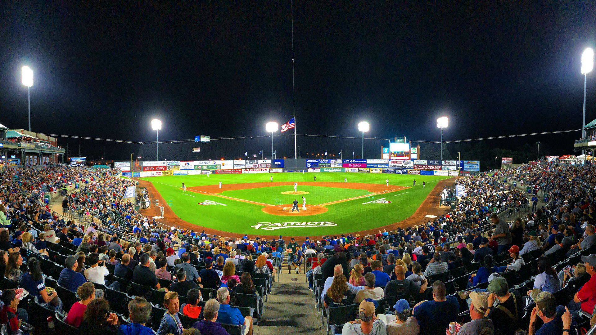 Panoramic shot of TD Bank Ballpark during a baseball game