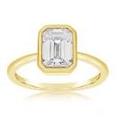Yellow gold engagement ring with emerald cut diamond