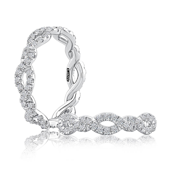 White gold twist-style anniversary band with diamonds