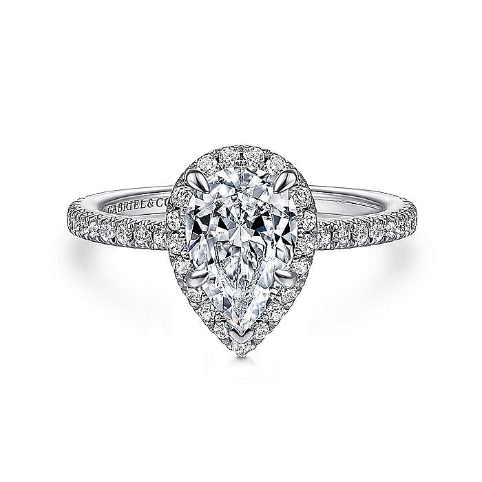 Gabriel & Co. 14K White Gold Diamond Semi Mount with 71 Round Diamonds 0.48 Tcw G-H SI2 & CZ Center