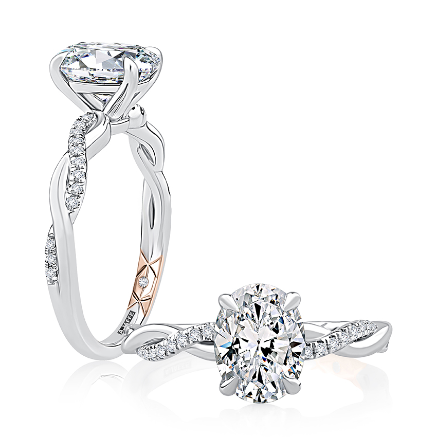 A. Jaffe 14K White Gold Diamond Twist-Shank Semi-Mount Engagement Ring