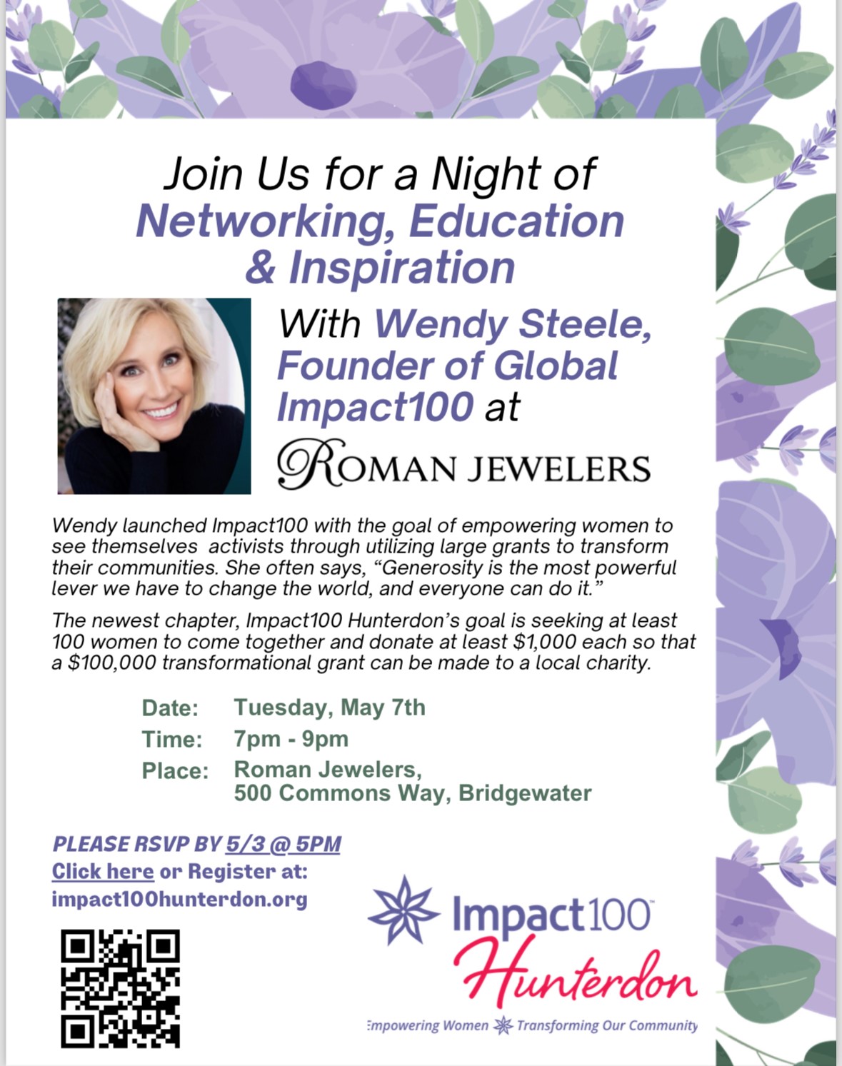 Impact100 Hunterdon Hosts Event at Roman Jewelers with Impact100 Global Founder