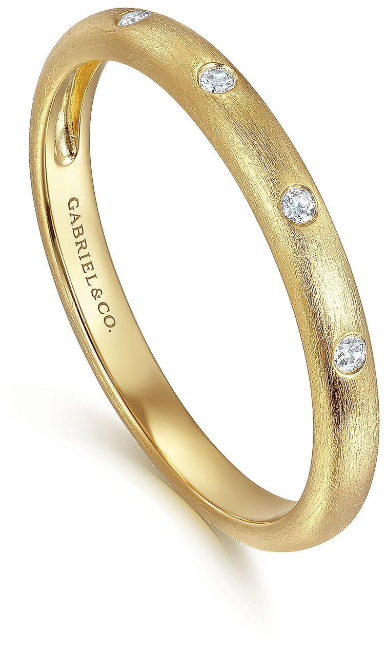 Gabriel & Co. 14K Yellow Gold Stackable Beaded Marquise Cluster Diamond Bujukan Ring