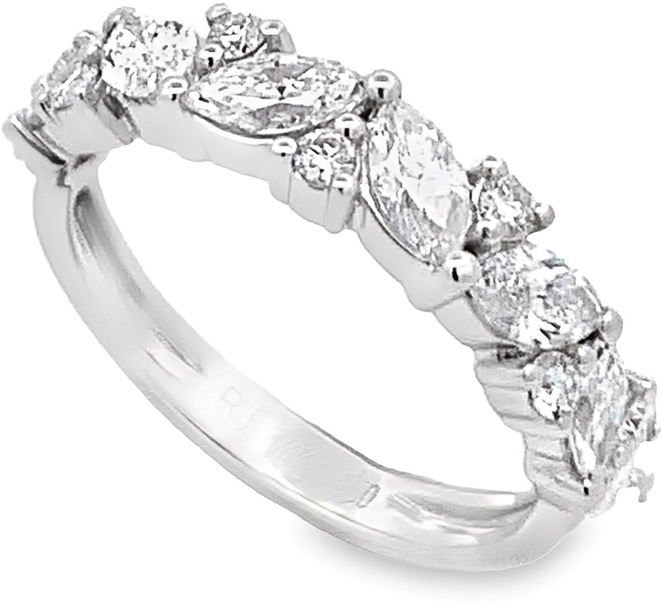 White Gold Mixed Shape Diamond Wedding Band