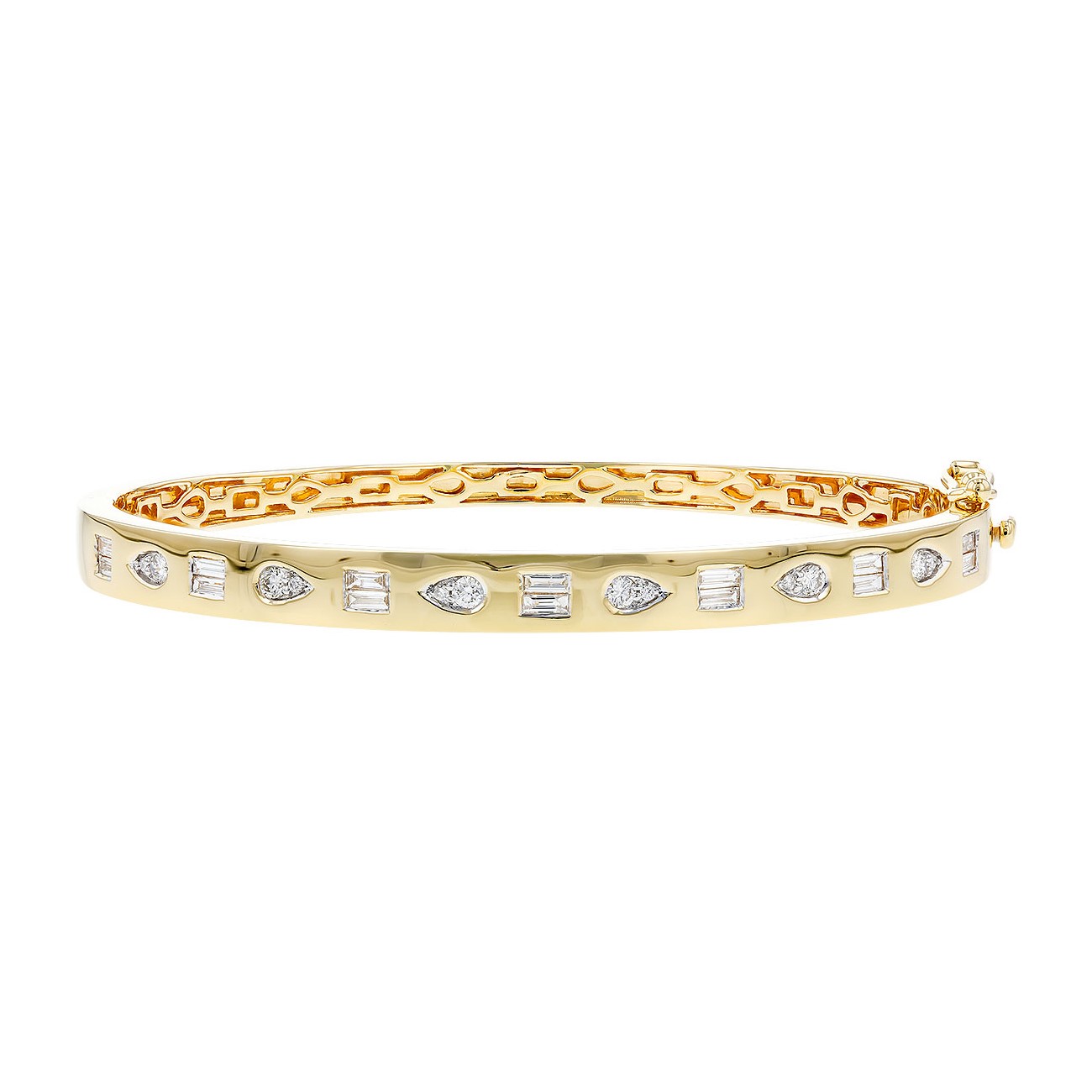  Allison Kaufman 14K Yellow Gold Burnished Bezel Diamond Bangle