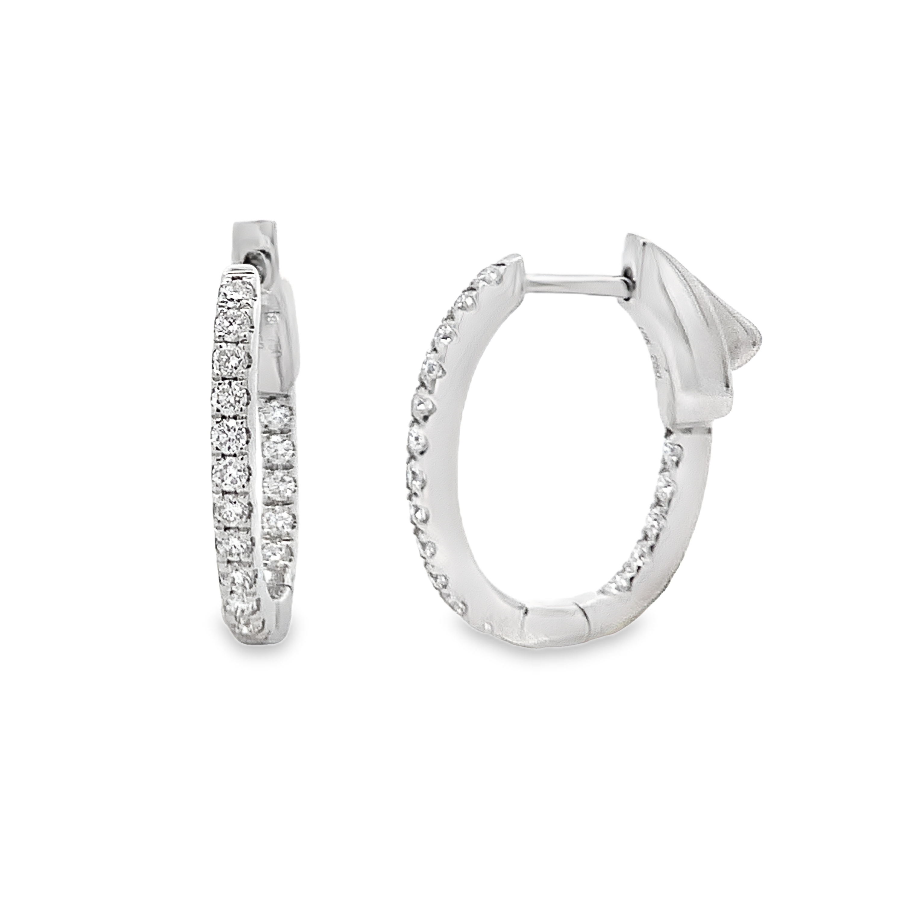 18K White Gold Fiamond Hoop Earrings
