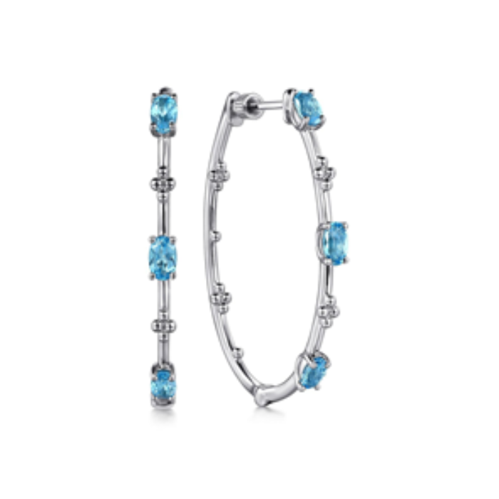 Gabriel & Co. Swiss Blue Topaz Bujukan Hoops