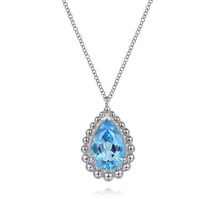 Gabriel & Co. Bujukan Swiss Blue Topaz Teardrop Pendant