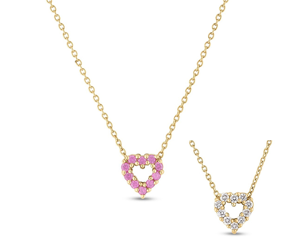 Roberto Coin Reversible Pink Sapphire and Diamond Heart Necklace