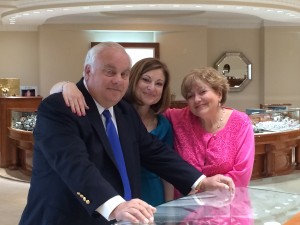 Owners Roman Shor, Lucy Zimmerman, and Sophie Shor in Roman Jewelers