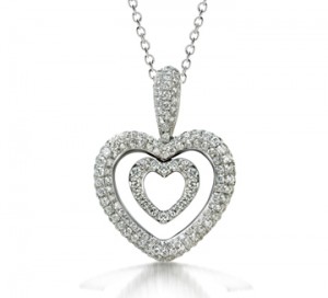 Double heart diamond pendant