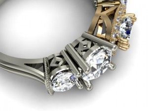 Close up on diamond engagement ring