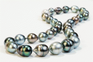 Strand of Black Tahitian baroque pearls