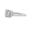 18K White Gold Ladies 3 Diamond Sections and Split Shank Ring