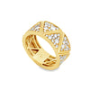 18K Yellow Gold Ladies Triangle-Patterned Diamond Band