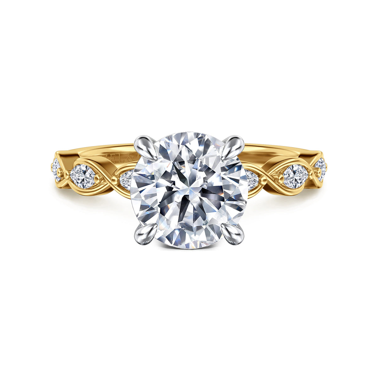 Gabriel & Co. "Claudia" 14K Two-Tone Engagement Ring Setting with 2.01 ct. Marquise Natural Diamond