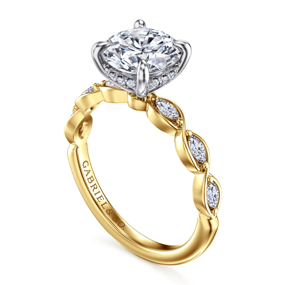 Gabriel & Co. "Claudia" 14K Two-Tone Engagement Ring Setting with 2.01 ct. Marquise Natural Diamond