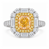 Tabrija 18K White & Yellow Gold 1-Carat Yellow Cushion Center Diamond and Halo Engagement Ring