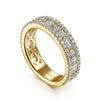 Gabriel & Co. 14K Yellow Gold Wide Baguette & Round Pave Diamond Band