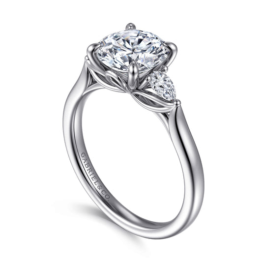 Gabriel & Co. "Reema" 14K 3 Stone Lotus Engagement Ring Setting