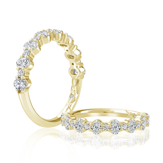 A. Jaffe 14K Yellow Gold Alternating Diamond Anniversary Band