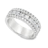 Roman Jewelers Signature 14K White Gold Three-Row Diamond Band