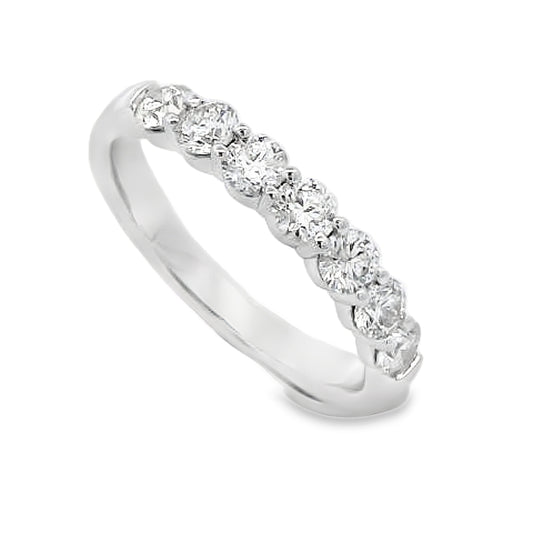14K White Gold 3/4-Carat 7 Stone Diamond Anniversary Band
