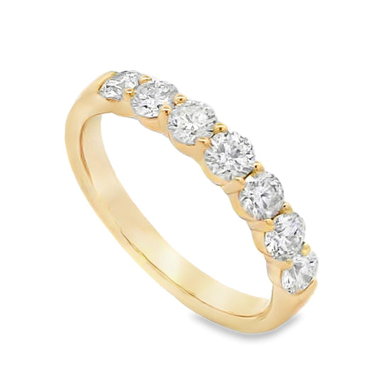 14K Yellow Gold 3/4-Carat 7 Stone Diamond Anniversary Band