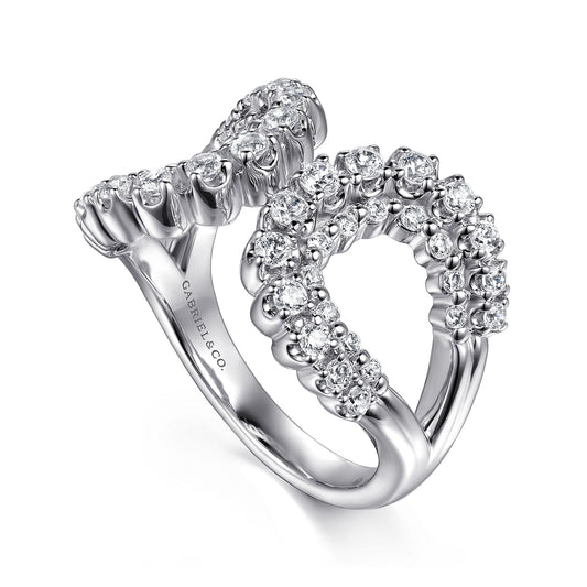 Gabriel & Co. 14K White Gold Lusso Diamond Wide Open Band
