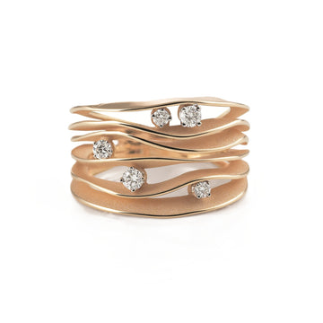 Cammilli 18K Orange Apricot Gold "Dune" Diamond Ring