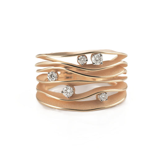 Cammilli 18K Orange Apricot Gold "Dune" Diamond Ring