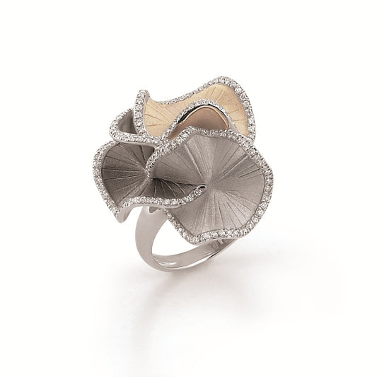 Cammilli 18K "Sultana" White Ice, Natural Beige and Black Lava Gold Diamond Ring