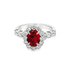 Christopher Designs 14K White Gold Ruby and Diamond Halo Ring