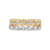 18K Yellow Gold 3-Row Patterned Ladies Diamond Ring