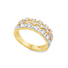 18K Yellow Gold 3-Row Patterned Ladies Diamond Ring