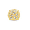 18K Yellow Gold Square Top Shape with Diamond Accents Fashion Ring