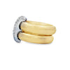 18K Yellow & White Gold Double-Shank and Pave Diamond Vertical Buckle Ladies Fashion Ring