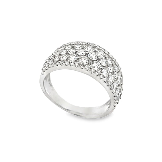 18K White Gold 5-Row Diamond Ladies Ring
