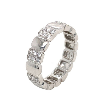 18K White Gold Alternating Diamond and Gold Station Eternity Band