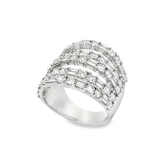 18K White Gold 5-Row Dynamic Diamond Fashion Ring
