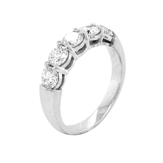 18K White Gold 1-1/4 Carat 5-Stone Diamond Band