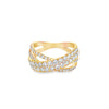 18K Yellow Gold Criss-Cross Ladies Diamond Ring