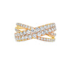 18K Yellow Gold Criss-Cross Ladies Diamond Ring