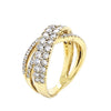 18K Yellow Gold Criss-Cross Ladies Diamond Ring