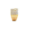 18K Yellow Gold Wide Diamond Ring with Pear-Cut Diamond Border