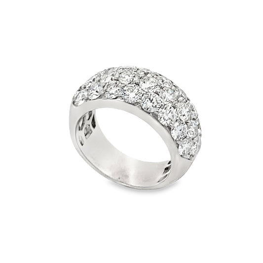 18K White Gold Domed Diamond Fashion Ring