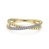 Gabriel & Co. 14K Yellow Gold Bujukan Pave Diamond Criss Cross Ring