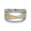 Gabriel & Co. 14K Two-Tone Criss Cross Diamond Ring