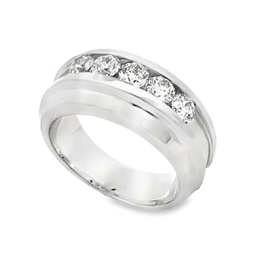 18K White Gold 5-Stone Channel Set Diamond Gentleman Ring